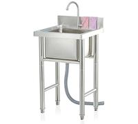 WIQUYBML Fregadero de Cocina Comercial de Acero Inoxidable, Fregadero utilitario de un Solo Seno con Patas en H para Garaje, Restaurante, Hotel y Exteriores.