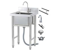 WIQUYBML Fregadero de Cocina de Acero Inoxidable 304 de un Solo Seno con Kit Multiusos Todo en uno para Fregadero de Interior/Exterior, Fregadero de baño, Fregadero de Restaurante independi
