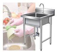 WIQUYBML Fregadero de Cocina de Acero Inoxidable 304 Hecho a Mano, 1 Compartimento, Unidad utilitaria para hostelería, Bar, Restaurante, Interior y Exterior (50 cm/60 cm)
