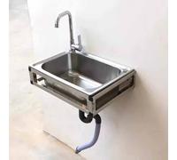 WIQUYBML Fregadero de Cocina de un Solo Seno de Acero Inoxidable con Kit de desagüe, Montaje en Pared para Uso de preparación y Servicios en restaurantes, garajes o Bares.