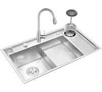 WIQUYBML Fregadero de Cocina de un Solo Seno de Acero Inoxidable con Perilla de Drenaje, Bandeja móvil y Kit de instalación para estación de Trabajo empotrada.