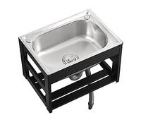 WIQUYBML Fregadero de Cocina de un Solo Seno de Acero Inoxidable con Soporte y Opciones de Montaje en Pared para lavandería, Garaje, Restaurante y Uso Industrial.