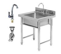 WIQUYBML Fregadero de Cocina Independiente de Acero Inoxidable, Patas Ajustables Tipo Bala de Uso Comercial, Compartimento Extragrande para lavandería, Garaje.