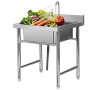 WIQUYBML Fregadero de Cocina Independiente, monoseno, Estilo Industrial con Grifo, estación de Trabajo metálica, Duradero, fregaderos de Acero Inoxidable para preparación y Uso General, IDE