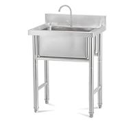 WIQUYBML Fregadero de Cocina Individual Comercial, Fregadero Cuadrado portátil empotrable de Acero Inoxidable para Uso en Interiores y Exteriores.