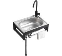 WIQUYBML Fregadero de Cocina Individual de Acero Inoxidable, Fregadero Multiusos de Pared para lavandería, Garaje, Uso Interior/Exterior, 53x38x16cm, restaurantes y entornos i