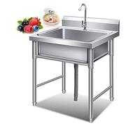 WIQUYBML Fregadero Exterior Mejorado para Catering, Fregadero Independiente de Acero Inoxidable 304, Unidad Comercial de un Solo Seno, Fregadero utilitario Independiente, para lavandería, g