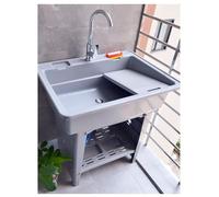 WIQUYBML Fregadero Independiente con Grifo de Acero Inoxidable para Uso Interior y Exterior, Grifo de Agua fría y Caliente para áreas de Servicio en Jardines.