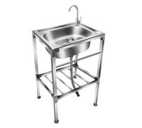 WIQUYBML Fregadero utilitario de Acero Inoxidable, Fregadero de Cocina Independiente con Grifo de Agua fría y Caliente, portátil para lavandería, Garaje, baño, fácil de Limpiar.