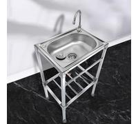 WIQUYBML Fregadero utilitario de Acero Inoxidable Independiente de un Solo Seno para Cocina, Uso Comercial, Interior y Exterior, lavandería, Garaje, Restaurante (53 * 38 75 cm)