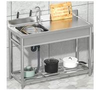 WIQUYBML Fregadero utilitario Independiente de Acero Inoxidable para Cocina, Restaurante, lavamanos, Camping, portátil para Exteriores y Garaje, 100 cm.