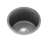 WIQUYBML Fregaderos pequeños de Acero Inoxidable 304, Mini Fregadero de Cocina, fregaderos Redondos Grises, Fregadero de un Solo Seno con escurridor y rebosadero para Autocaravana, Bar o ca