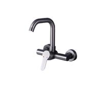 WIQUYBML Grifos para Lavabo de baño, Acero Inoxidable 304, Color Gris Hotel, para Montaje en Pared, Agua fría y Caliente, Fregadero de Cocina Plegable, Universal, Siete Estilos.