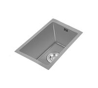 WIQUYBML Mini Fregadero de Acero Inoxidable con escurridor y rebosadero, instalación bajo encimera o sobre encimera para Autocaravana, Bar o Restaurante.