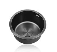 WIQUYBML Mini Fregadero de Cocina, fregaderos pequeños de Acero Inoxidable 304, fregaderos Redondos de un Solo Seno, Fregadero Nano Negro para Caravana con rebosadero para Autocaravana, Bar