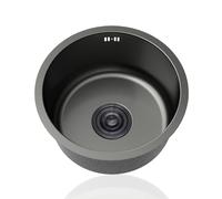 WIQUYBML Mini Fregadero de Cocina, Redondo, de Acero Inoxidable, con un Solo Seno, escurridor y rebosadero, para instalación bajo encimera o sobre encimera en Bares, restaurantes y Caravana