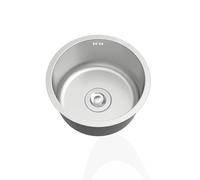 WIQUYBML Mini Fregadero Redondo de Cocina, Acero Inoxidable, de un Solo Seno con rebosadero para autocaravanas, Bares y restaurantes, para instalación bajo encimera o sobre encimera.