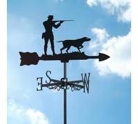 WIQUYBML Veleta de Metal Negro con Forma de Perro Cazador, Adorno meteorológico para jardín, Indicadores de dirección con Soporte para Techo, Ideal para la decoración de cobertizos.