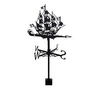WIQUYBML Veleta Retro de velero de 50 cm con Soporte de Montaje - Indicador de dirección del Viento de Acero Inoxidable para cobertizos, garajes, cúpulas, casetas y cenadores.
