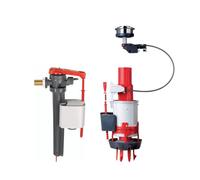 Wirquin 10724144 Conjunto de mecanismo de doble caza Easy y grifo flotante de alimentación lateral Jollyfill, gris y rojo