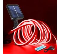 Wisada 12V Solar Cob Tira de led con Controlador de panel solar, SMD 2835 120 Leds/m Neón Tira de Luz, Solar Flexible IP67 Impermeable Tira de Luz de Neón de Silicona para Decoración Exterior