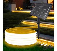 Wisada 24V COB LED Tira Solar [2m,Blanco Cálido 3000-3500K], 1200MAH Controlador de Panel Solar, 8 Modos, IP68 Impermeable Flexible FCOB LED Tira de Neón, Decoración de Dormitorio Jardín Pasillo