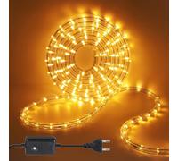 Wisada 2M LED Tubo de Luz, 8 Modalidades，220V Exterior e Interior Tira de Luz Flexible, Amarillo, para Decoración e Iluminación Halloween, Boda, Fiesta, Navidad