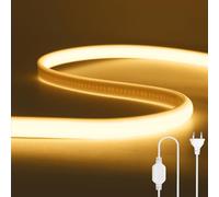 Wisada - Tira de luz LED COB [1M, Blanco Cálido 3000-3500K], 220V Cortable Impermeable Flexible FCOB LED Neón CRI90+, Decoración Dormitorio Cocina Hogar Tienda
