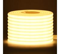 Wisada Tira LED COB 288 LEDs/m, AC220-240V impermeable flexible cortable mangueras LED neón FCOB CRI85+ 5M blanco cálido 3000K uniforme sin puntos oscuros decoración para el hogar y tiendas