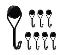 Wisebom Ganchos Magnéticos 8 Unidades 15kg Imanes de Neodimio Fuerte Giratorio Gancho Imán Potente para Taquillas de Cocina y Oficina, Negro