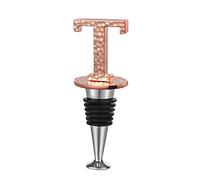 WishDeco Tapon Cava, Tapón Botella Cava, Tapon para Champagne, Tapón para Vino, Accesorios Vino, Regalo Originales para Hombre, Regalo para Mujeres, Oro Rosa, Letra T