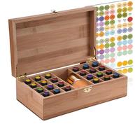 WishesMar Caja para Aceites Esenciales Bambú de 25 Ranuras para Visualizable - Portátil Organizador Contenedores para Almacenamiento 5 10 15 ml de Botellas de Aceites Esenciales y Perfume
