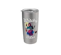 Witchy Vibes Bruja de Pascua finlandesa en un palo de escoba Vaso térmico de acero inoxidable de doble pared