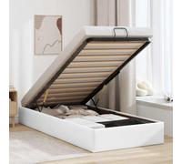 WITREE Cama tapizada 80x200 cm Cama Canape 80x200 cm Cama con canapé abatible hidráulico Cama Juvenil-Blanco-80 x 200 cm