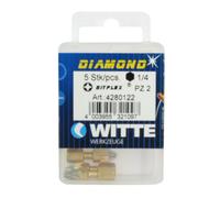 WITTE 428012 - Puntas destornillador en cajita de plástico - Largo 25 mm - PZ 2 DIAMOND FLEX - 5 unidades.