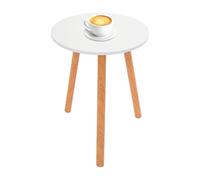 Wiyuer Mesa de centro redonda, mesa de salón, de madera, estilo nórdico, mesa auxiliar, 40 x 52 cm, pequeña mesa de café hasta 20 kg, para sofá, salón, oficina, cafetería (blanco cálido)