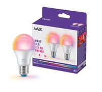 WiZ Bombilla Inteligente LED A60, RGB, E27, equivalente a 60 W, 2200-6500 K, 806 lm, regulable, compatible con Alexa, Google Assistant y Apple Home, paquete 2 ud