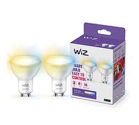 WiZ - Bombilla LED Inteligente Wi-Fi 4,9W (Eq. 50W) casquillo GU10, Luz Blanca regulable, con tecnología SpaceSense y compatible con Alexa y Google Home - Pack de 2