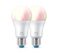 WiZ - Bombilla LED Inteligente Wi-Fi 8W (Eq. 60W) casquillo E27, Luz Blanca y de Colores, con tecnología SpaceSense y compatible con Alexa y Google Home - Pack de 2
