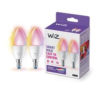 WiZ Bombilla LED inteligente Vela E14 4,9W (Eq. 40W) Luz blanca y colores SpaceSense Pack de 2