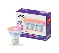 WiZ Foco Inteligente LED de cristal GU10, RGB, equivalente a 50 W, 2200-6500 K, 345 lm, regulable, compatible con Alexa, Google Assistant y Apple Home, 4 ud.