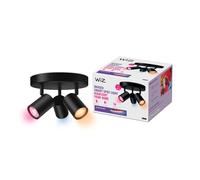 Wiz Lámpara de techo Imageo negra – 3 focos ajustables, luz blanca y colores, Wi‑Fi, Alexa/Google