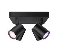 WiZ - Lámpara de techo Imageo negra 4 focos ajustables placa redonda, Luz Blanca y de Colores, Wi-Fi, con tecnología SpaceSense y compatible con Alexa y Google Home