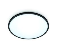 WiZ - Lámpara inteligente WiZ Plafón de techo Superslim LED 14W, Luz Blanca de Cálida a Fría,Wi-Fi, con tecnología SpaceSense y compatible con Alexa y Google Home, 24cm diámetro - Color Negro
