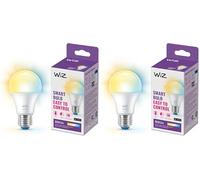 WiZ Smart LED A60 Bulb, Warm to Cool White, E27 Base, 60W, 806 Lumens, Dimmable, Works with Alexa, Google Assistant, and Apple Home, Pack of 1 (Paquete de 2)