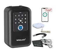 WizElek - Caja de llaves conectada Tuya con gateway Bluetooth/Wi-Fi - Sensor Abierto/Cerrado - Autonomía duplicada - Huella digital, Smartphone, Códigos, 5 tarjetas RFID, 2 llaves - IP66
