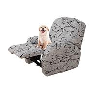 WJHDWYD Funda elástica for Silla reclinable, Funda for Silla reclinable, Protector reclinable, Juego de 4 con Bolsillos Laterales(Fleur Noir)