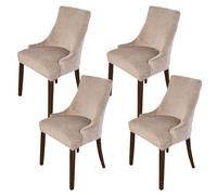 WJHDWYD Terciopelo Elástico Fundas for Sillas con Respaldo Orejero, Juego de 1 Fundas Gruesas for Sillas de Comedor Funda Protectora for Sillón con Brazo Lavable(Kaki,Lot de 4)