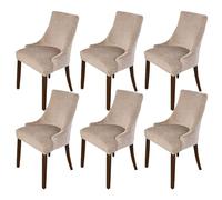 WJHDWYD Terciopelo Elástico Fundas for Sillas con Respaldo Orejero, Juego de 1 Fundas Gruesas for Sillas de Comedor Funda Protectora for Sillón con Brazo Lavable(Kaki,Lot de 6)