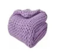 WJIAYAO Manta De Punto Grueso Manta de Punto Grueso ponderada | Poliéster pesado Sólido Lavable Patrón de cable Suave Acogedor(Purple,50 x 60)